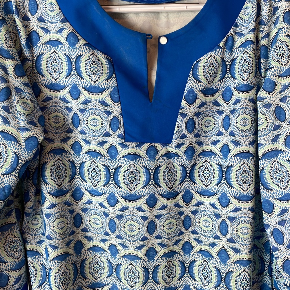Cabana Life Blue and White Paisley Swim Coverup Dress L SPF Resortwear Travel - Picture 5 of 7